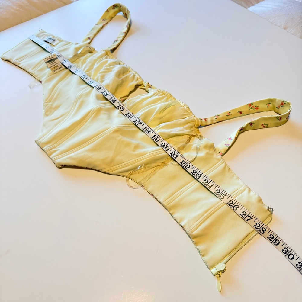 House of CB Gene corset Top size S lemon yellow and floral print - Picture 3 of 14